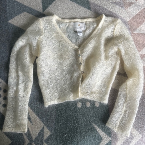 Vintage 90s/00s Express Tricot Sweater Top Medium Mohair Blend Doen Sezane Style - Picture 2 of 10